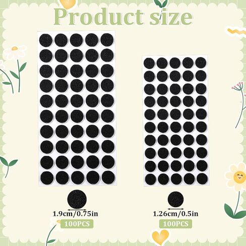 200 Pieces Adhesive Felt Circle, 0.5 in/0.7 in Black Adhesivefelt, Sticky Fabric Felts Dots Pads, Felts Stickers with Adhesive Backing for Halloween Costume DIY Project Sewing Craft Decoration in Saudi Arabia