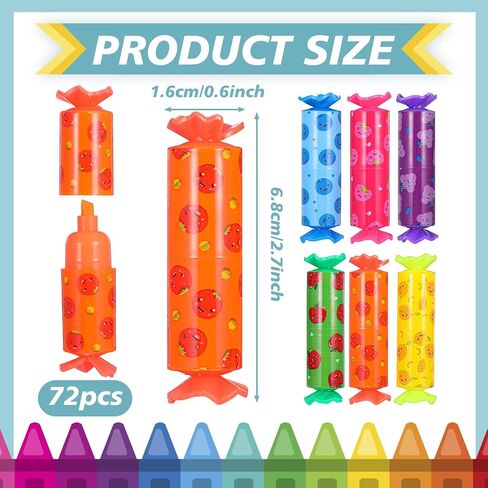 72 Pcs Mini Highlighters Bulk, Cute Candy Highlighters Pastel Highlighter for Student 6 Color Cute Chisel Tip Marker Pen for Candy Party Birthday Drawing Diary Greeting Card Office Supplies(Fruit) in Saudi Arabia