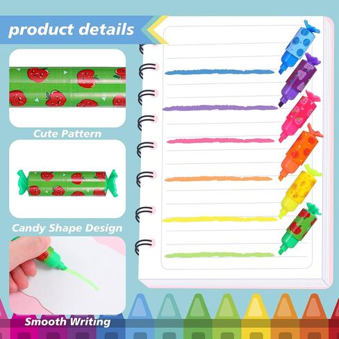 72 Pcs Mini Highlighters Bulk, Cute Candy Highlighters Pastel Highlighter for Student 6 Color Cute Chisel Tip Marker Pen for Candy Party Birthday Drawing Diary Greeting Card Office Supplies(Fruit) in Saudi Arabia