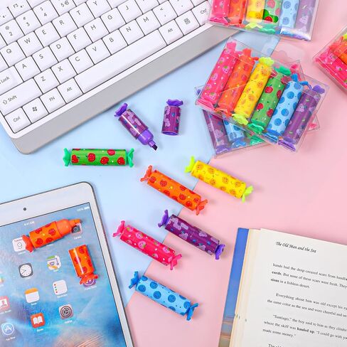 72 Pcs Mini Highlighters Bulk, Cute Candy Highlighters Pastel Highlighter for Student 6 Color Cute Chisel Tip Marker Pen for Candy Party Birthday Drawing Diary Greeting Card Office Supplies(Fruit) in Saudi Arabia
