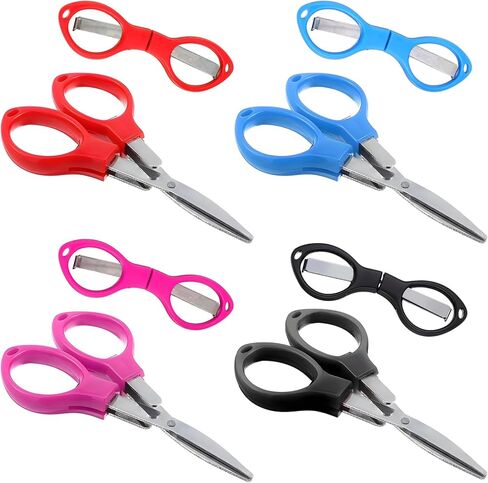 4Pcs Folding Scissors Mini Travel Scissors Safety Foldable Pocket Badge Small Stainless Steel Telescopic Cutter for Home Paper Cutting School Campin in Kuwait