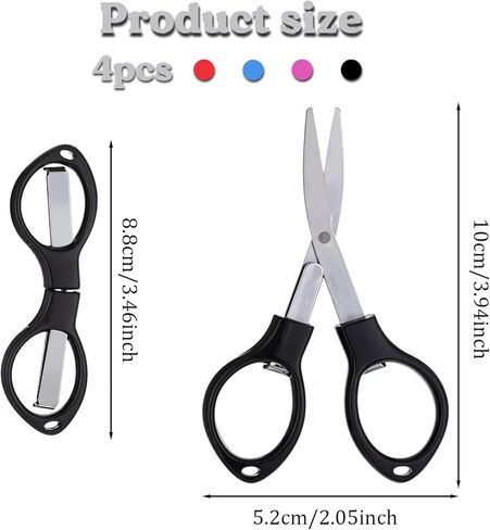 4Pcs Folding Scissors Mini Travel Scissors Safety Foldable Pocket Badge Small Stainless Steel Telescopic Cutter for Home Paper Cutting School Campin in Kuwait