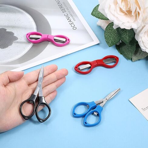 4Pcs Folding Scissors Mini Travel Scissors Safety Foldable Pocket Badge Small Stainless Steel Telescopic Cutter for Home Paper Cutting School Campin in Kuwait