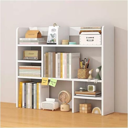 Bookcase Wood Desktop Bookshelf Desktop Organizers for Office Desk, Free Style Display Stand Office Supplies Desk Organizer for Dorm Home Decor Makeup Shelf, White Modern(L83*D17*H80cm) in Saudi Arabia