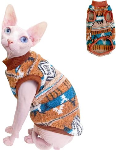 SPHYNX Cat Winter Sweater ، ملابس الحيوانات الأليفة الناعمة الدافئة ، للقطط الخالية من الشعر ، كورنيش ريكس ، ديفون ريكس (أخضر ، xxl (9.5-12 رطل)) in Kuwait