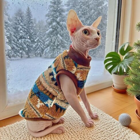 SPHYNX Cat Winter Sweater ، ملابس الحيوانات الأليفة الناعمة الدافئة ، للقطط الخالية من الشعر ، كورنيش ريكس ، ديفون ريكس (أخضر ، xxl (9.5-12 رطل)) in Kuwait