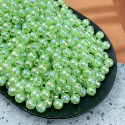 1000pcs خرز لؤلؤة للحرف اليدوية 6 ملم AB حول الخرز لؤلؤة فضفاضة لأساور القلادة الأقراط المجوهرات صنع الديكور المنزل (خضراء خضراء) in Kuwait