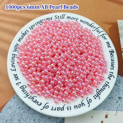 1000pcs خرز لؤلؤة للحرف اليدوية 6 ملم AB حول الخرز لؤلؤة فضفاضة لأساور القلادة الأقراط المجوهرات صنع الديكور المنزل (خضراء خضراء) in Kuwait