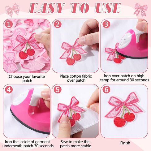 Zeyune 72 Pcs Pink Bow Iron on Patches Bowknot Sew on Repair Embroidered Bow Patches Applique Coquette Cute Girly Sew on Decoration DIY Crafts Gift for Clothes Backpack Hat Jacket, 36 Styles in Saudi Arabia