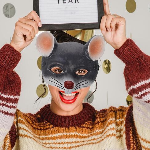 FRCOLOR 2pcs Mouse Mask Animal Half Face Light Grey Pu Foam Mask for Halloween Masquerade Japanese Style Christmas Cosplay in Saudi Arabia