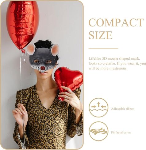 FRCOLOR 2pcs Mouse Mask Animal Half Face Light Grey Pu Foam Mask for Halloween Masquerade Japanese Style Christmas Cosplay in Saudi Arabia