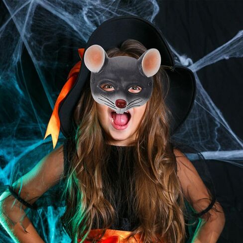 FRCOLOR 2pcs Mouse Mask Animal Half Face Light Grey Pu Foam Mask for Halloween Masquerade Japanese Style Christmas Cosplay in Saudi Arabia