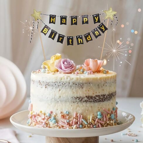 3Pcs Happy Birthday Cake Banner Personalized Cakes Topper Happy Birthday Cake Topper Multicolor Flags Sign & Garland for Cakes Cupcakes Party Supplies in Saudi Arabia