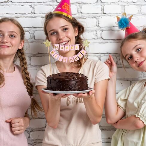 3Pcs Happy Birthday Cake Banner Personalized Cakes Topper Happy Birthday Cake Topper Multicolor Flags Sign & Garland for Cakes Cupcakes Party Supplies in Saudi Arabia