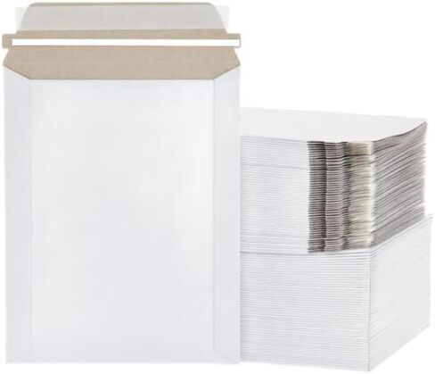 200 Pack 12.75x15 White Rigid Stay Flats Self-Seal Cardboard Envelope Mailers 12.75"x15" in Saudi Arabia