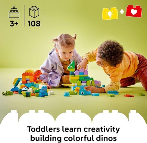 LEGO DUPLO Town 3 in 1 Dinosaurs on Wheels Learning Toy for Toddler Boys & Girls, Ages 3+ - Building & Education Play Set Teaches Problem-Solving Skills Through Play - Preschool Gift Idea - 10451 in Saudi Arabia