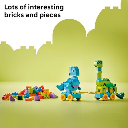 LEGO DUPLO Town 3 in 1 Dinosaurs on Wheels Learning Toy for Toddler Boys & Girls, Ages 3+ - Building & Education Play Set Teaches Problem-Solving Skills Through Play - Preschool Gift Idea - 10451 in Saudi Arabia