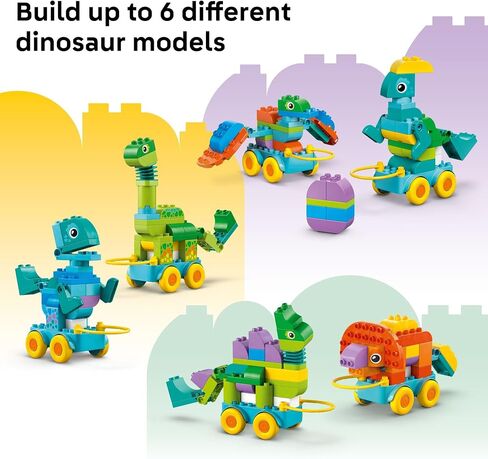 LEGO DUPLO Town 3 in 1 Dinosaurs on Wheels Learning Toy for Toddler Boys & Girls, Ages 3+ - Building & Education Play Set Teaches Problem-Solving Skills Through Play - Preschool Gift Idea - 10451 in Saudi Arabia