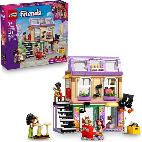 مجموعة مبني على متجر Lego Friends Music Store & Apartment - Playet Tortaintive Torket for Girls & Boys ، Ages 7+ - تشمل Marimba The Corgi Toy - فكرة هدية لأعياد الميلاد وعشاق الموسيقى - 42653 in Saudi Arabia