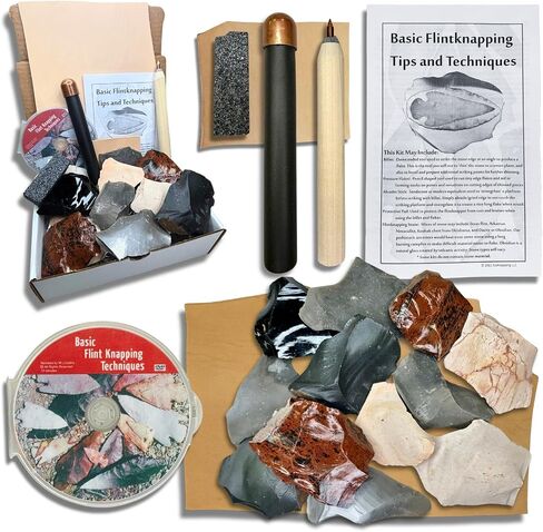 Deluxe Flintknapping Kit with 3 lbs Rock, Copper Bopper, Other Tools & DVD: Intro to Knapping Flint Arrowheads & Stone Tools in Saudi Arabia