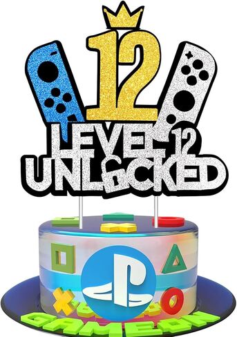 10th Birthday Video Game Cake Topper - Glittery Game Controller Picks for Epic Gaming Party Decor | 1PC Happy 10 Years Cake Decoration Supplies (gold 10) in Saudi Arabia