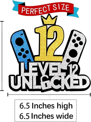 10th Birthday Video Game Cake Topper - Glittery Game Controller Picks for Epic Gaming Party Decor | 1PC Happy 10 Years Cake Decoration Supplies (gold 10) in Saudi Arabia