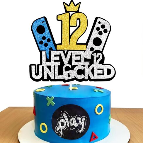 10th Birthday Video Game Cake Topper - Glittery Game Controller Picks for Epic Gaming Party Decor | 1PC Happy 10 Years Cake Decoration Supplies (gold 10) in Saudi Arabia