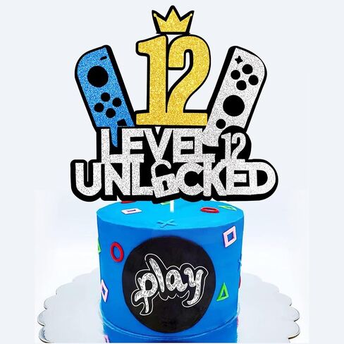 10th Birthday Video Game Cake Topper - Glittery Game Controller Picks for Epic Gaming Party Decor | 1PC Happy 10 Years Cake Decoration Supplies (gold 10) in Saudi Arabia
