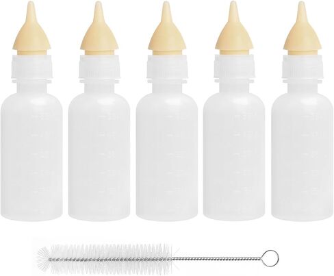 Pet Nursing Bottle Kits, Reusable Feeding Bottle and Syringes, with Replacement Silicone Nipple and Cleaning Brushe, for Small Cat Dog Kitten Puppy Rabbits Squirrel Animals in Saudi Arabia