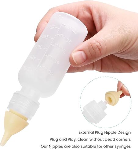 Pet Nursing Bottle Kits, Reusable Feeding Bottle and Syringes, with Replacement Silicone Nipple and Cleaning Brushe, for Small Cat Dog Kitten Puppy Rabbits Squirrel Animals in Saudi Arabia