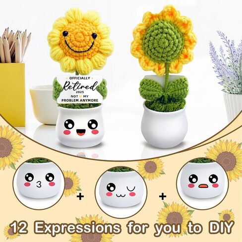 Doll Crochet Sunflower Doll المصنوعة يدويًا - شكرًا لك هدايا "شكرًا لك على مساعدتي في النمو" - دعم الدعم العاطفي لزملاء العمل ، الرئيس ، المدير ، المعلم | هدايا عباد الشمس - هدايا وداع لزملاء العمل in Kuwait