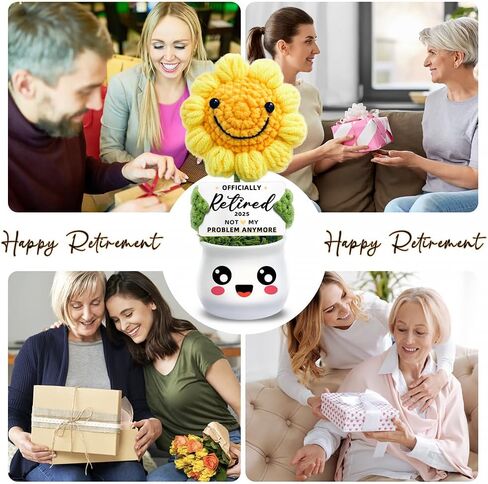 Doll Crochet Sunflower Doll المصنوعة يدويًا - شكرًا لك هدايا "شكرًا لك على مساعدتي في النمو" - دعم الدعم العاطفي لزملاء العمل ، الرئيس ، المدير ، المعلم | هدايا عباد الشمس - هدايا وداع لزملاء العمل in Kuwait