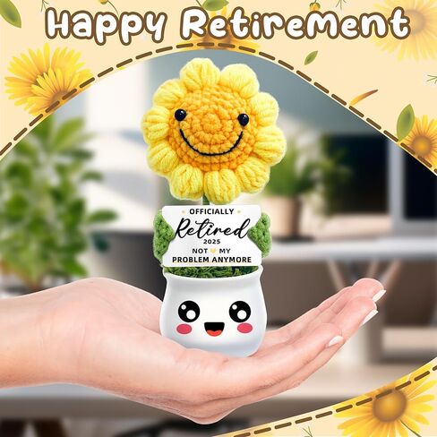 Doll Crochet Sunflower Doll المصنوعة يدويًا - شكرًا لك هدايا "شكرًا لك على مساعدتي في النمو" - دعم الدعم العاطفي لزملاء العمل ، الرئيس ، المدير ، المعلم | هدايا عباد الشمس - هدايا وداع لزملاء العمل in Kuwait