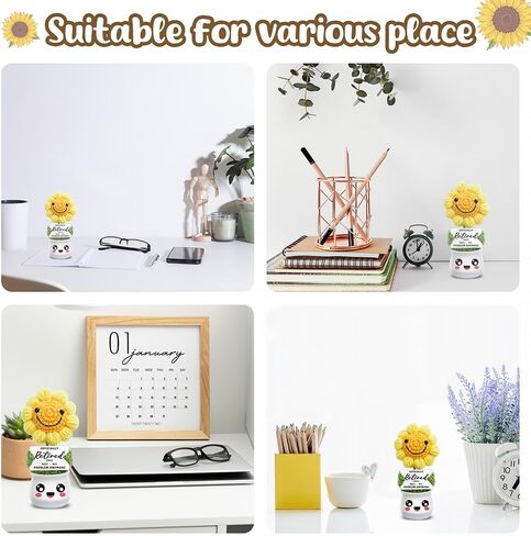 Doll Crochet Sunflower Doll المصنوعة يدويًا - شكرًا لك هدايا "شكرًا لك على مساعدتي في النمو" - دعم الدعم العاطفي لزملاء العمل ، الرئيس ، المدير ، المعلم | هدايا عباد الشمس - هدايا وداع لزملاء العمل in Kuwait