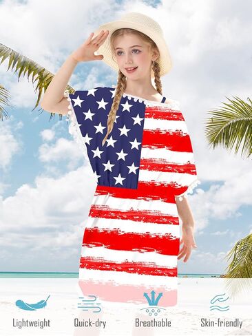 Goodstoworld 7-12 Years Girl's 3 Piece Cover Up Swimsuit Beach Print Bikini Bathing Suit with Pompom Tassel in Saudi Arabia