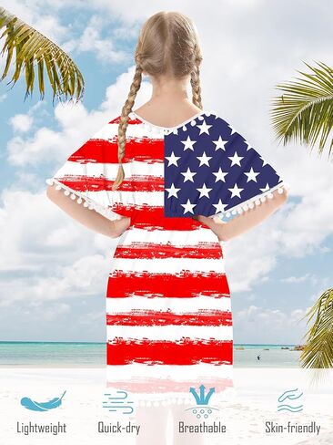 Goodstoworld 7-12 Years Girl's 3 Piece Cover Up Swimsuit Beach Print Bikini Bathing Suit with Pompom Tassel in Saudi Arabia