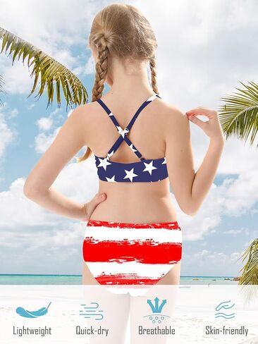 Goodstoworld 7-12 Years Girl's 3 Piece Cover Up Swimsuit Beach Print Bikini Bathing Suit with Pompom Tassel in Saudi Arabia