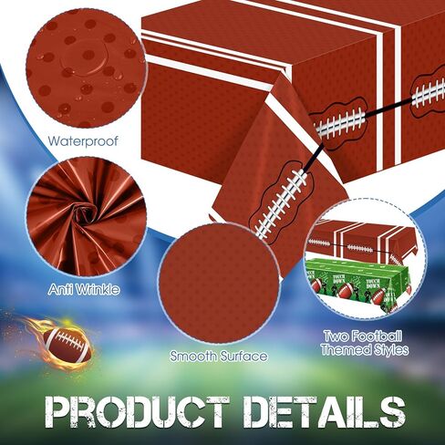 Preboun 6 Pack Football Party Decorations Disposable Tablecloths Football Field Plastic Touchdown Table Cover for Game Day Birthday Party Supplies Sports Tailgate Decoration, 51 x 86 Inch in Saudi Arabia