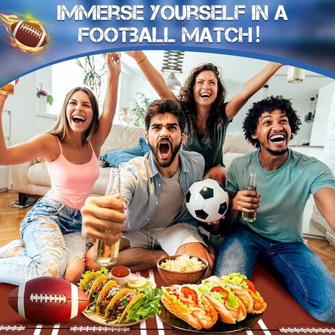 Preboun 6 Pack Football Party Decorations Disposable Tablecloths Football Field Plastic Touchdown Table Cover for Game Day Birthday Party Supplies Sports Tailgate Decoration, 51 x 86 Inch in Saudi Arabia
