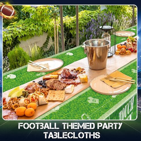 Preboun 6 Pack Football Party Decorations Disposable Tablecloths Football Field Plastic Touchdown Table Cover for Game Day Birthday Party Supplies Sports Tailgate Decoration, 51 x 86 Inch in Saudi Arabia