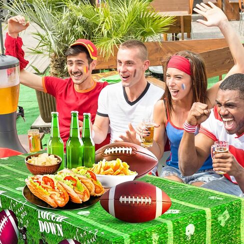 Preboun 6 Pack Football Party Decorations Disposable Tablecloths Football Field Plastic Touchdown Table Cover for Game Day Birthday Party Supplies Sports Tailgate Decoration, 51 x 86 Inch in Saudi Arabia