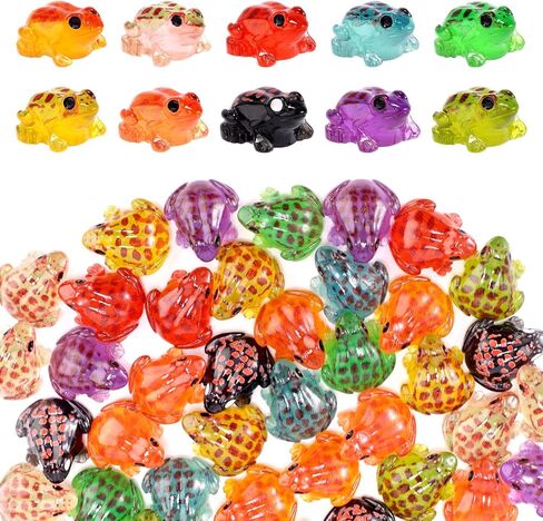 50pcs ضفادع راتنجات صغيرة مضيئة ، 10 ألوان توهج في الضفادع الصغيرة الداكنة لإخفاء التماثيل الحيوانية المصغرة للحيوانات المناظر الطبيعية المحفوظة بوعاء من لوحة دكتوراه دمية الحلي. in Kuwait
