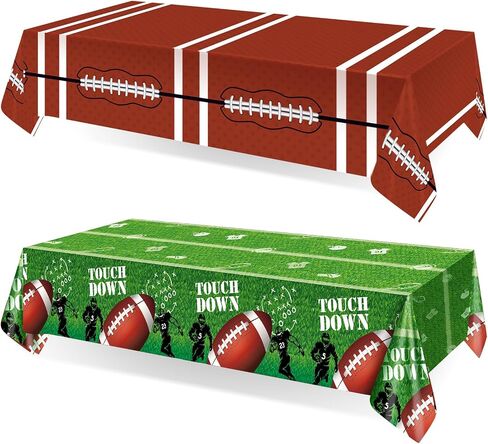 Preboun 6 Pack Football Party Decorations Disposable Tablecloths Football Field Plastic Touchdown Table Cover for Game Day Birthday Party Supplies Sports Tailgate Decoration, 51 x 86 Inch in Saudi Arabia