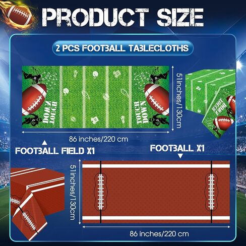 Preboun 6 Pack Football Party Decorations Disposable Tablecloths Football Field Plastic Touchdown Table Cover for Game Day Birthday Party Supplies Sports Tailgate Decoration, 51 x 86 Inch in Saudi Arabia
