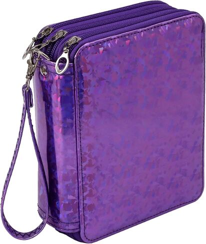 Large Capacity Colored Pencil Case - 75 Slots PU leather with Zipper Closure Portable Organizer for Watercolor Pencils Ideal for Artists for Artists (Purple) in Kuwait