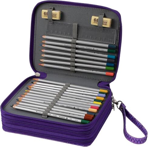 Large Capacity Colored Pencil Case - 75 Slots PU leather with Zipper Closure Portable Organizer for Watercolor Pencils Ideal for Artists for Artists (Purple) in Kuwait
