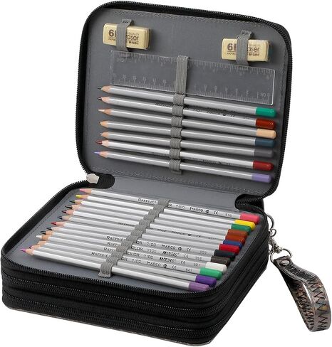 Large Capacity Colored Pencil Case - 75 Slots PU leather with Zipper Closure Portable Organizer for Watercolor Pencils Ideal for Artists for Artists (Purple) in Kuwait