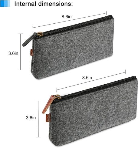 ProCase 2 Pack Pencil Bag Pen Case, Felt Students Stationery Pouch Zipper Bag for Pens, Pencils, Highlighters, Gel Pen, Markers, Eraser and Other School Supplies in Saudi Arabia