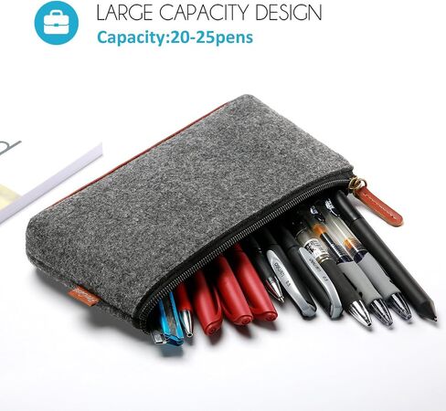 ProCase 2 Pack Pencil Bag Pen Case, Felt Students Stationery Pouch Zipper Bag for Pens, Pencils, Highlighters, Gel Pen, Markers, Eraser and Other School Supplies in Saudi Arabia