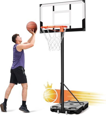 Aimking Portable Basketball Hoop Outdoor System with 44 Inch Shatterproof Backboard, 3.8FT-10FT Height Adjustable Basketball Goal System for Youth/Teens/Adults Indoor Outdoor in Saudi Arabia